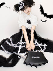 Halloween Black PU Bat-Shaped Shoulder Bag