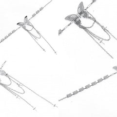 Metal Butterflies Waist Chain Four Small Cross Charms