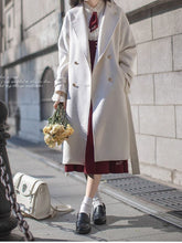 White V-neck Pea Coat