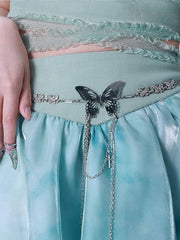 Metal Butterflies Waist Chain Four Small Cross Charms