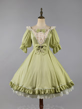 The Midsummer Milky Way Bowknot Details Ruffle Design Short Puff Sleeves One Piece