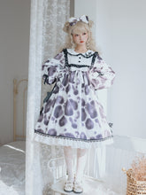 In Stock Cream Cake Little Spotted Print Bowknot Details Long Sleeves One Piece