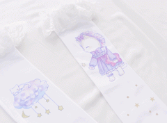 Ruffled Cuff Kitty Print Stockings