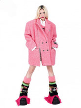 Pink Zip Design Padded Shoulders Oversized Blazer