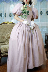 Light Pink Puff Sleeves Corset Vintage Rococo Southern Belles Dress and Panier Set