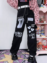 Letters Print Black Jeans