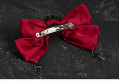 Wine Red Satin Rosette Bowknot Hairclip