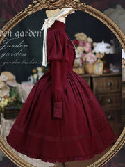 Wine Red Long Sleeves One Piece Elegant Dress