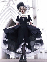Cross Embroidery Mermaid Skirt Dress Gothic Lolita One Piece with Overskirt Full Set Nun Costume
