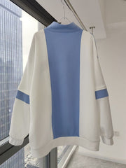 Tenshi Kaiwai Light Blue and White Zip Design Sleeves Sweatshirt