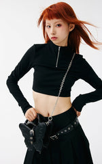 Black Butterfly Metal Chain Strap Small Version PU Crossbody