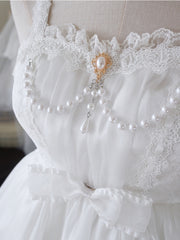 White Tiered Ruffle Skirt High Waist Jumper Skirt