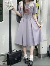 Light Purple Embroidered Dress JK Uniform Sailor Collar with Belt