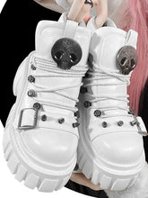 Skull Star Studs Decorated White PU Punk Lolita Platforms