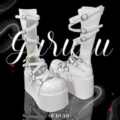 White Platform Boots Gothic 10cm Flatforms