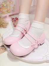 Scoop and Fork-shaped Buckle Straps Sweet Pink Mary Janes