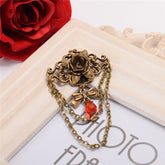 Steampunk Bow Rhinestone Detail Rose Brooch Red/ Black/ White
