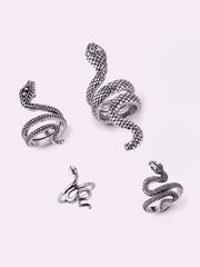 Silver Snake Ring Set