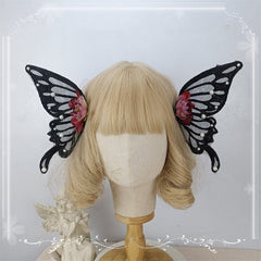 Floral Design Big Butterfly White / Black / Pink Hairclips