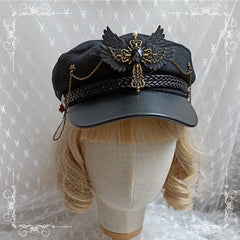 Gold / Silver / Bronze Chain Decorated Military Lolita Hat