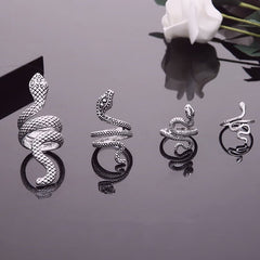 Silver Snake Ring Set