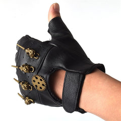 Steampunk Bird Heads Decorative Black Gloves