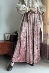 Silver Pink Velvet Wide Leg Pants