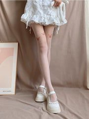 Butterfly Print White Tattoo Pantyhose