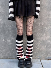 Punk Red/ Black Striped Pattern Leg Warmers