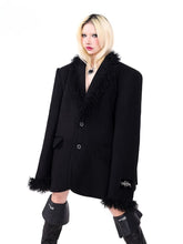 Black Plush Pentagram Oversized Blazer