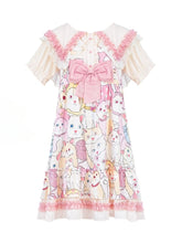 Cats Print Pink Sweet Nightgown