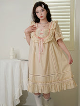 Beige Bowknot Details Short Sleeves Nightgown