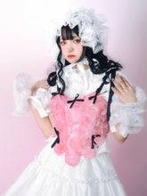 Pink Roses Tank Top with Bowknot Details