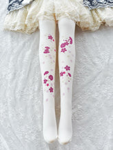 Sakura Print Tights Rose Red Cherry Blossom
