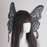 Black/White Lace Butterfly Wings Hairclip