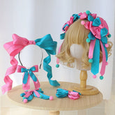 Pink and Blue Circus Clown Hairclip/KC/Hat Pastel Clowncore Headwear