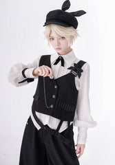 Secret Morning Post Black/Brown Bowknot Beret