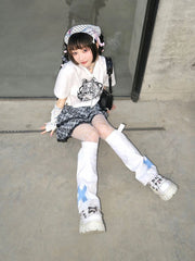 White Girl Print with Chain Cropped Top