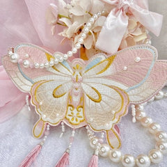 Pink Tassels Decorated Embroidered Butterfly Bag