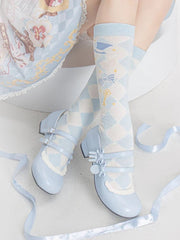 Scoop and Fork-shaped Buckle Straps Sweet Light Blue Mary Janes