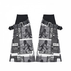 Punk Newspaper Print Design Light Grey Leg Warmers