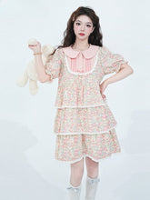 Floral Print Pink Peter Pan Collar Nightgown