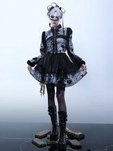 Sparse Shadow Floral Tie-dye Design Tiered Skirt and Flounce Hem Skirt