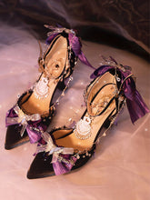 Buckle Ankle Strap Bowknot Details Butterfly 5CM Purple High Heels