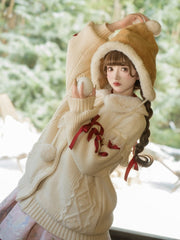 Yellow Winter Cute Pompoms Plush Hat