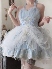 White Drawstring Ruffle Overlay