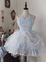 White Drawstring Ruffle Overlay