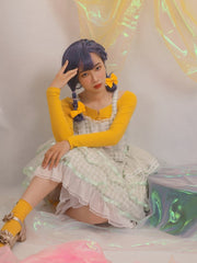 Icing Butterfly Cracker Green Plaid Tiered Ruffle Hem High Waist Jumper Skirt