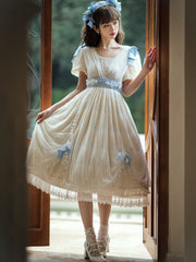 Do Not Delay Until Spring Elegant Grecian Sweet Dress Apricot White One Piece