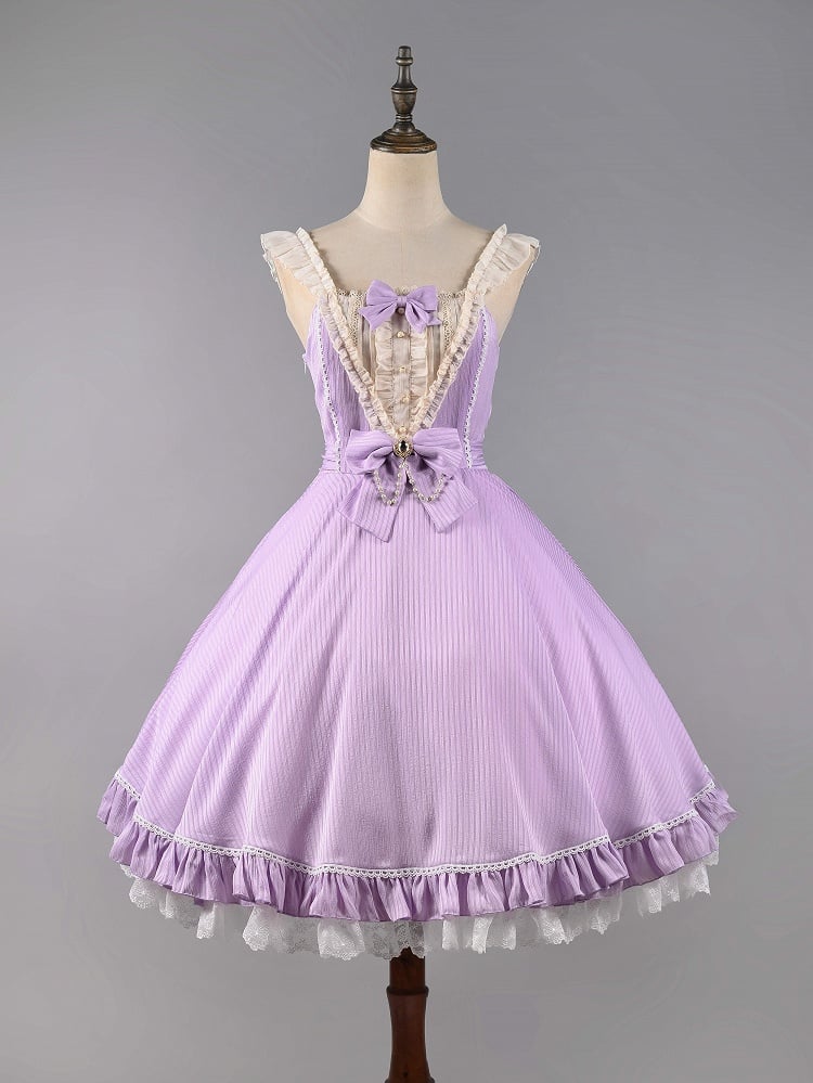 The Midsummer Milky Way Ruffle Design Bowknot Details Jumper Skirt